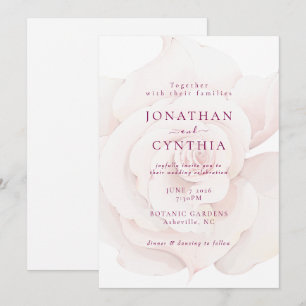 Invitación Elegante Rosa Flor de Rosa Acuarela Floral Boda