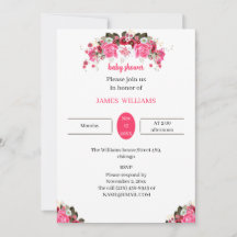 Elegante Rosa Flor Personalizada Baby Shower