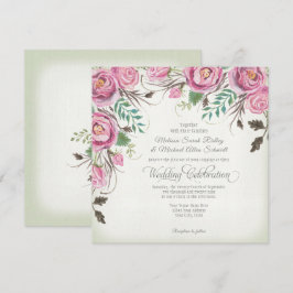 Invitación Elegante Rosa  floral Boda de sabio de verano