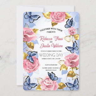 Invitación Elegante rosa floral polvorienta moderna