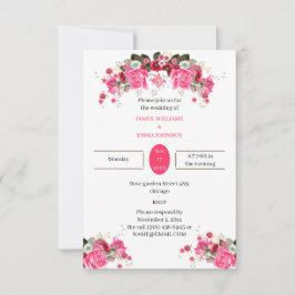 Invitación Elegante Rosa Flower Custom Wedding