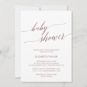 Invitación Elegante Rosa Gold Caligraphy Baby Shower