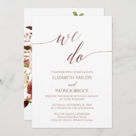 Invitación Elegante Rosa Gold Calligraphy Floral We Do Boda