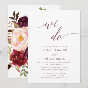 Invitación Elegante Rosa Gold Calligraphy Floral We Do Boda