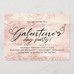 Invitación Elegante Rosa Gold Galentine's Day Fiesta