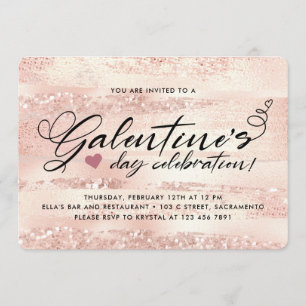 Invitación Elegante Rosa Gold Galentine's Day Fiesta