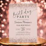 Invitación Elegante Rosa Gold Purpurina Rubor 50 cumpleaños<br><div class="desc">Celebre un fabuloso cumpleaños 50 con estilo con esta Elegante invitación de cumpleaños de Purpurina Rosa de oro de Rubor! Diseñada con un suave fondo de color negro y brillantes toques rosas de purpurina dorado, esta invitación le da un toque moderno y sofisticado a su celebración histórica. Completamente editable, te...</div>