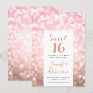 Invitación Elegante Rosa Gold Rubor Sweet 16