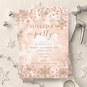 Invitación Elegante Rosa Gold Xmas Winter Company Holiday