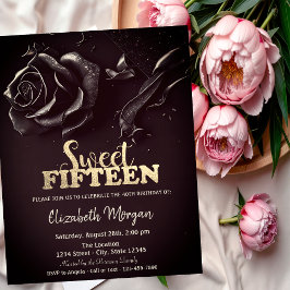 Invitación Elegante Rosa Gótico Borgoña 15 cumpleaños