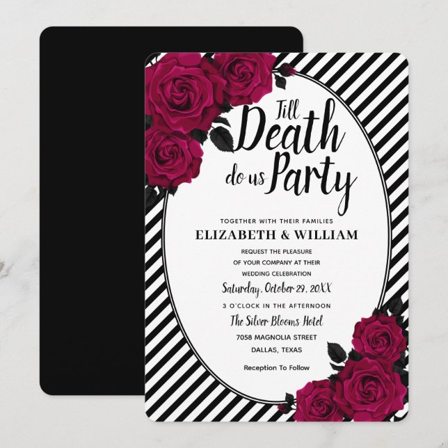 Invitación Elegante Rosa gótico hasta la muerte nos hace Boda (Anverso / Reverso)