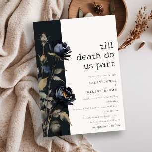 Invitación Elegante Rosa gótico oscuro color de agua negro Bo