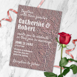 Invitación Elegante Rosa Grabado en relieve de Boda de Reliev