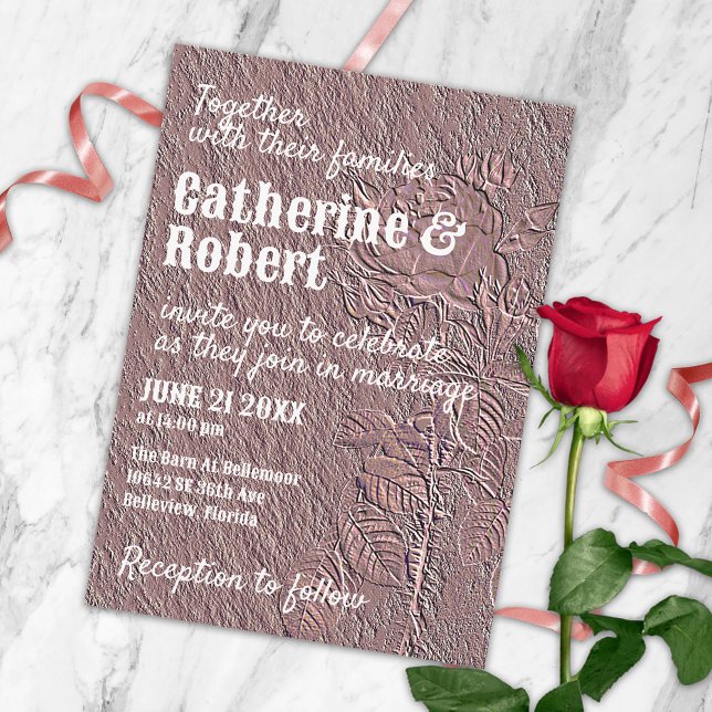 Invitación Elegante Rosa Grabado en relieve de Boda de Reliev (Subido por el creador)