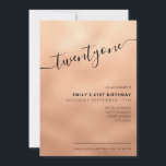 Invitación Elegante Rosa Guión Purpurina de oro 21 cumpleaños<br><div class="desc">Invitación a los 21 Años de Rosa Moderno. Minimalista diseño de plantillas de invitación para 21 cumpleaños con elegante letra de guión con letra a mano de caligrafía.</div>