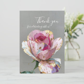 Invitación Elegante Rosa Impasto Floral Agradecimiento de Bod