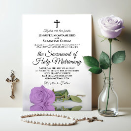 Invitación Elegante Rosa Lilac Boda Católico Moderno