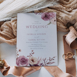 Invitación Elegante Rosa  Mauve Floral Boda