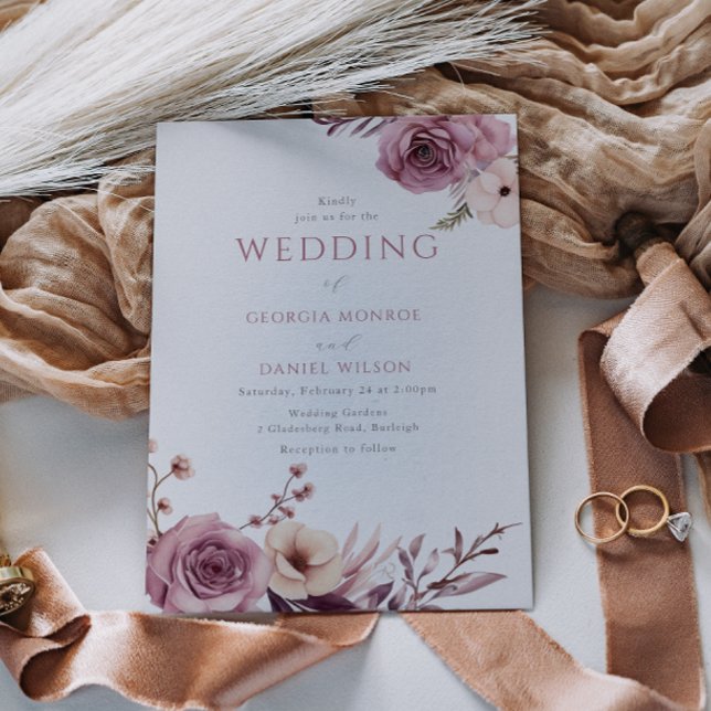 Invitación Elegante Rosa  Mauve Floral Boda (Subido por el creador)