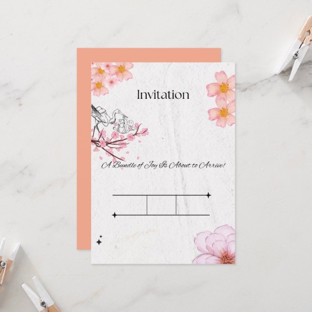 Invitación Elegante Rosa Melocotón (Anverso/Reverso In Situ)