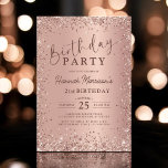 Invitación Elegante Rosa metálico Purpurina de oro 21º cumple<br><div class="desc">Celebra el 21º cumpleaños con estilo con esta Elegante Invitación de cumpleaños 21ª Rosa Metálica Purpurina de Oro! El impresionante diseño de rosa metálico dorado, combinado con acentos purpurinas brillantes, exuda sofisticación y glamour. Esta invitación marca la pauta para una celebración inolvidable, haciéndolo perfecto para aquellos que quieren celebrar su...</div>