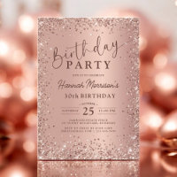 Elegante Rosa metálico Purpurina de oro 30 cumplea