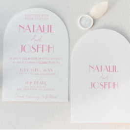 Invitación Elegante Rosa Minimalista Arqueada Boda