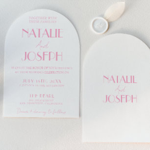 Invitación Elegante Rosa Minimalista Arqueada Boda