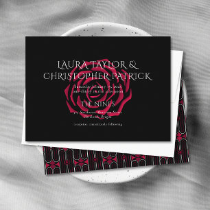 Invitación Elegante Rosa minimalista Rosa Burgandy
