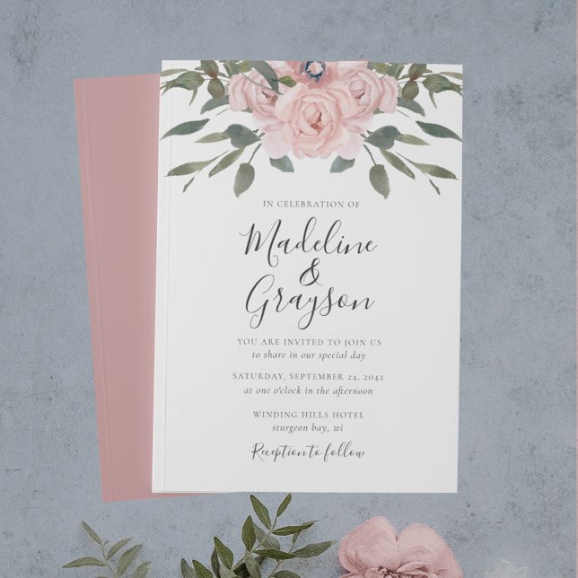 Invitación Elegante Rosa moderno  Boda floral (Subido por el creador)
