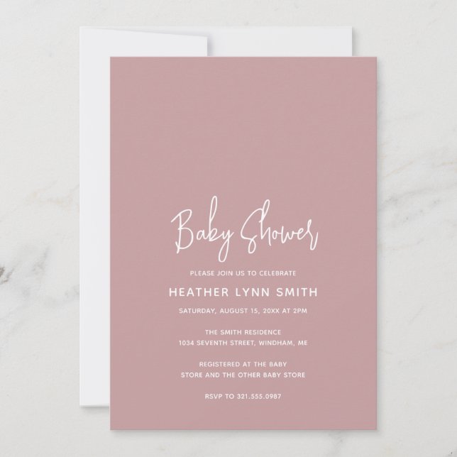 Invitación Elegante Rosa moderno  Chica rosa Baby Shower (Anverso)
