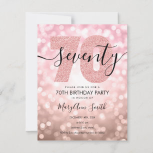 Invitación Elegante Rosa moderno Oro 70 cumpleaños