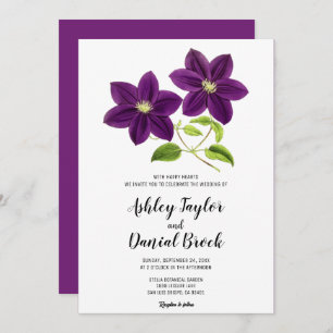 Invitación Elegante rosa morado acuarela Boda floral Invi