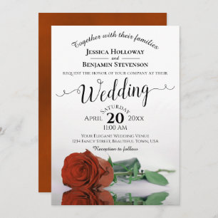 Invitación Elegante Rosa Naranja de estampado largo Boda