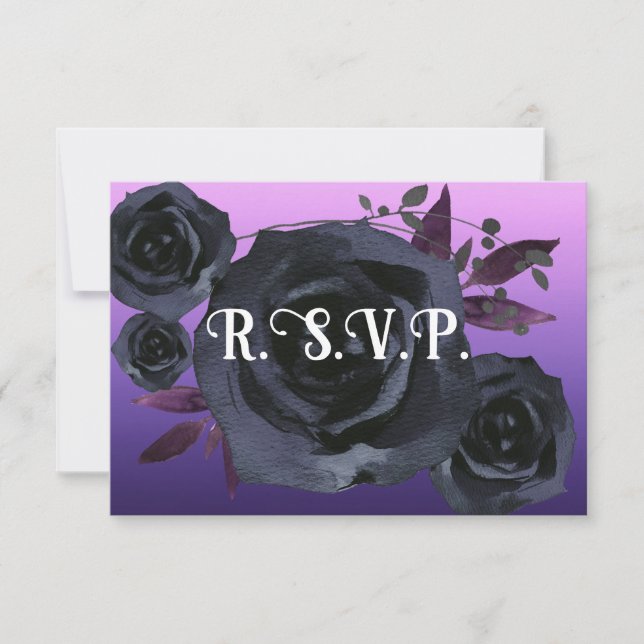 Invitación Elegante Rosa negro morado RSVP (Anverso)