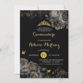 Invitación Elegante rosa negro y trinitense de la Corona Real