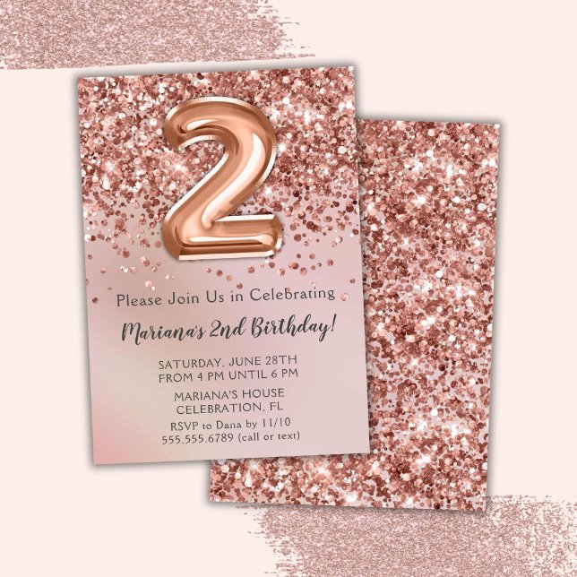 Invitación Elegante Rosa Niños Oro Chica Fiesta de cumpleaños (Subido por el creador)