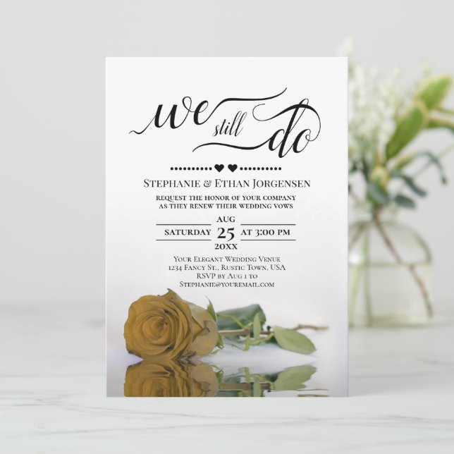 Invitación Elegante Rosa Ochre De Oro Que Aún Vemos Renovació (Anverso de pie)