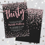 Invitación Elegante Rosa Oro 30 cumpleaños<br><div class="desc">Presentamos una moda y una invitación a la fiesta de 30 cumpleaños, perfecta para marcar este hito especial en estilo. El elegante diseño combina confetti purpurina plateado, lo que le da un toque de diversión y festividad. En la parte superior, "Treinta" se exhibe de manera prominente en una caligrafía audaz,...</div>