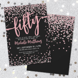 Invitación Elegante Rosa Oro 50 cumpleaños