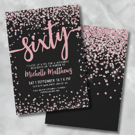 Invitación Elegante Rosa Oro 60 cumpleaños