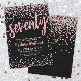 Invitación Elegante Rosa Oro 70 cumpleaños