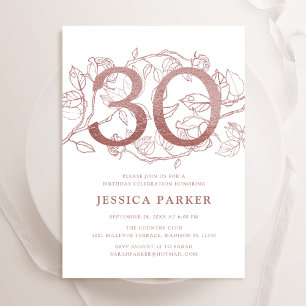Invitación Elegante Rosa Oro Blanco 30 cumpleaños