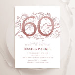 Invitación Elegante Rosa Oro Blanco 60 cumpleaños<br><div class="desc">Elegante rosa de oro y blanca 60 cumpleaños invitación a la fiesta. Personalizable diseño moderno femenino con acentos botánicos rosas y falso purpurina rosa oro. Sencilla tarjeta de invitación floral perfecta para una elegante celebración de cumpleaños femenina. Personaliza con tus propios detalles. Invitaciones Zazzle impresas o una plantilla imprimible digital...</div>