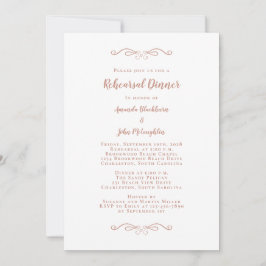 Invitación Elegante Rosa Oro Boda formal Ensayo Cena