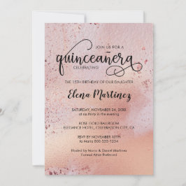 Invitación Elegante Rosa Oro Quinceanera Dulce 15 Fiesta