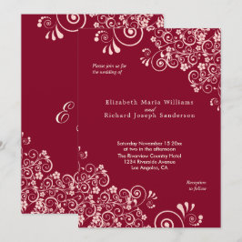 Invitación Elegante Rosa Oro Swirls Borgoña Boda
