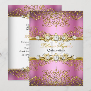 Invitación Elegante Rosa Oro Vintage Glamour Quinceañera
