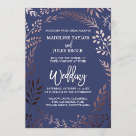 Invitación Elegante Rosa Oro y Marina | Boda de marco flojo