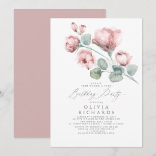Invitación Elegante rosa oscuro Romántico cumpleaños floral